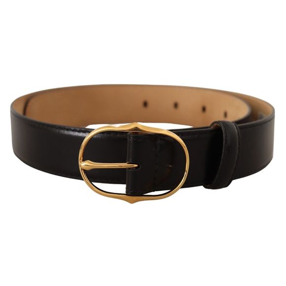 Dolce & Gabbana Black Leather Gold Metal Oval Buckle Belt - Picture 3 of 3